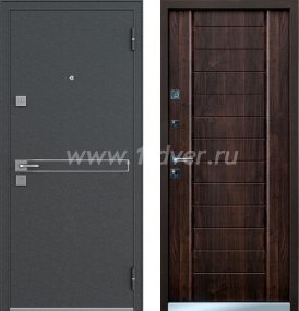 Входная дверь Бульдорс (Mastino) Strada черный шелк, D-4, МДФ дуб мореный, MS-9 - черные металлические двери  с установкой