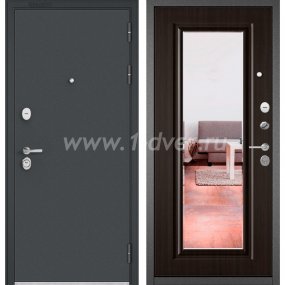 Входная дверь Бульдорс (Mastino) Trust MASS-90 букле антрацит, ларче шоколад 9S-140, зеркало - металлические двери для дачи с установкой