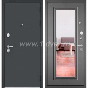 Входная дверь Бульдорс (Mastino) Trust MASS-90 букле антрацит, бетон серый 9S-140, зеркало - двухконтурные входные двери с установкой
