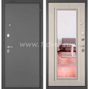 Входная дверь Бульдорс (Mastino) Trust Standart-90 букле графит, ларче бьянко 9S-140, зеркало - металлические двери по индивидуальным размерам с установкой
