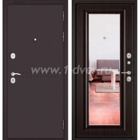 Входная дверь Бульдорс (Mastino) Trust MASS-90 букле шоколад R-4, ларче шоколад 9S-140, зеркало - металлические двери эконом класса с установкой