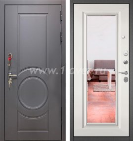 Входная дверь Бульдорс (Mastino) Trust Standart-90 графит софт 9S-6, белый софт 9S-140, зеркало - входные двери в новостройку с установкой