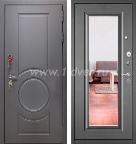 Входная дверь Бульдорс (Mastino) Trust Standart-90 графит софт 9S-6, бетон серый 9S-140, зеркало - вторая входная металлическая дверь с установкой