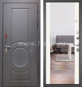 Входная дверь Бульдорс (Mastino) Trust Standart-90 графит софт 9S-6, белый софт 9S-164, зеркало - светлые входные двери  с установкой