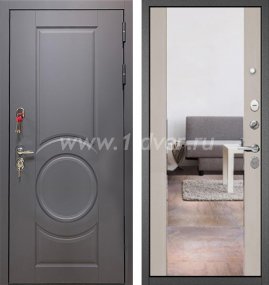 Входная дверь Бульдорс (Mastino) Trust Standart-90 графит софт 9S-6, дуб шале белый 9S-164, зеркало  - металлические двери для дачи с установкой