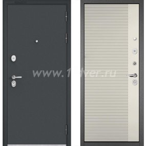 Входная дверь Бульдорс (Mastino) Trust Standart-90 черный муар металлик, эмаль молоко 9S-160 - двухконтурные входные двери с установкой