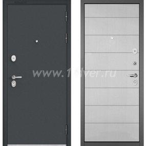 Входная дверь Бульдорс (Mastino) Trust Standart-90 черный муар металлик, дуб белый сканд 9S-135 - черные металлические двери  с установкой