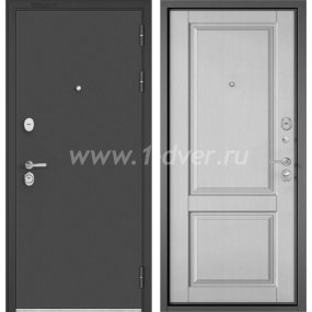 Входная дверь Бульдорс (Mastino) Trust Standart-90 черный муар металлик, дуб белый матовый 9SD-1 - металлические двери для дачи с установкой