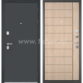 Входная дверь Бульдорс (Mastino) Trust Standart-90 черный муар металлик, ясень ривьера крем 9S-136 - металлические двери 1,5 мм с установкой