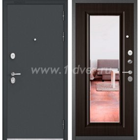 Входная дверь Бульдорс (Mastino) Trust Standart-90 черный муар металлик, ларче шоколад 9S-140, зеркало - входные двери в новостройку с установкой