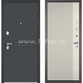 Входная дверь Бульдорс (Mastino) Trust Standart-90 черный муар металлик D-4, эмаль молоко 9S-160 - входные серые двери с установкой