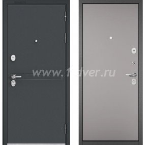 Входная дверь Бульдорс (Mastino) Trust Standart-90 черный муар металлик D-4, эмаль светло-серая 9S-100 - черные металлические двери  с установкой