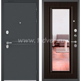 Входная дверь Бульдорс (Mastino) Trust Standart-90 черный муар металлик D-4, ларче шоколад 9S-140, зеркало с установкой