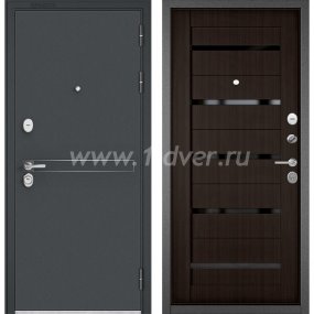 Входная дверь Бульдорс (Mastino) Trust Standart-90 черный муар металлик D-4, ларче шоколад CR-3, стекло - входные двери российского производства с установкой