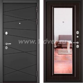 Входная дверь Бульдорс (Mastino) Trust Standart-90 БГ графит софт 9S-130, ларче шоколад 9S-140, зеркало - цветные входные двери с установкой