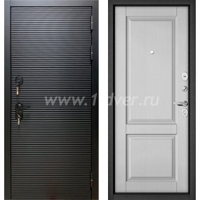 Входная дверь Бульдорс (Mastino) Trust MASS-90 черный матовый 9S-181, дуб белый матовый 9SD-1 - черные металлические двери  с установкой