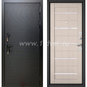 Входная дверь Бульдорс (Mastino) Trust MASS-90 черный матовый 9S-181, ларче бьянко СR-3, стекло - металлические двери 1,5 мм с установкой
