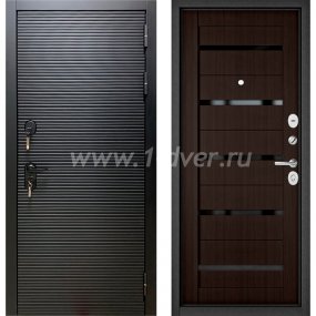 Входная дверь Бульдорс (Mastino) Trust MASS-90 черный матовый 9S-181, ларче шоколад СR-3, стекло - черные металлические двери  с установкой