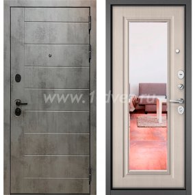 Входная дверь Бульдорс (Mastino) Trust MASS-90 бетон темный 9S-136, ларче бьянко 9S-140, зеркало - красивые входные двери с установкой