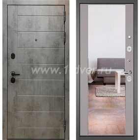 Входная дверь Бульдорс (Mastino) Trust MASS-90 бетон темный 9S-136, эмаль светло-серая 9S-164, зеркало - стандартные входные двери с установкой