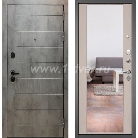 Входная дверь Бульдорс (Mastino) Trust MASS-90 бетон темный 9S-136, дуб шале белый 9S-164, зеркало - одностворчатые металлические двери с установкой