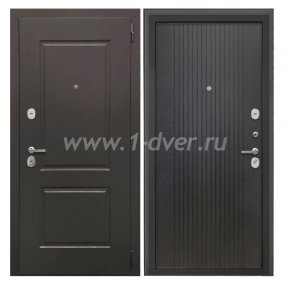 Входная дверь Интекрон Кампо венге структурый, лофт черный - легкие металлические двери с установкой