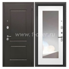 Входная дверь Интекрон Кампо венге структурый, ФЛЗ-120М белая матовая, зеркало - входные двери цвета венге с установкой