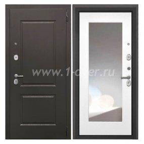 Входная дверь Интекрон Кампо венге структурый, ФЛЗ-120М белая матовая, зеркало - входные двери модерн с установкой