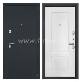 Входная дверь Интекрон Гектор черный шелк, КВ-2 белая матовая - черные металлические двери  с установкой