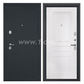 Входная дверь Интекрон Гектор черный шелк, ФЛ-243-м белая матовая - черные металлические двери  с установкой