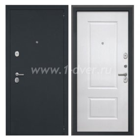Входная дверь Интекрон Гектор черный шелк, альба роял вуд белый - черные металлические двери  с установкой