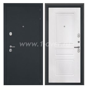 Входная дверь Интекрон Колизей черный шелк, ФЛ-243-м белая матовая - двери с порошковым напылением с установкой