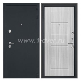 Входная дверь Интекрон Колизей черный шелк, ФЛ-39 Сандал белый - черные металлические двери  с установкой