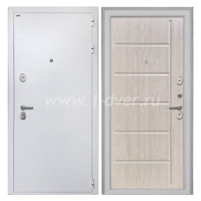 Входная дверь Интекрон Колизей белая шагрень, ФЛ-102 сосна белая - герметичные входные двери с установкой