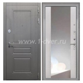 Входная дверь Интекрон Брайтон графит вуд дуб, ФЛЗ-516 сосна белая, зеркало - цветные входные двери с установкой