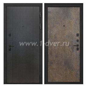 Входная дверь Интекрон Профит лофт черный, гранж - черные металлические двери  с установкой