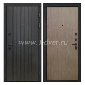 Входная дверь Интекрон Профит лофт черный, шпон венге коричневый - темные входные двери с установкой