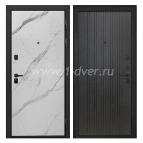 Входная дверь Интекрон Профит мрамор арктик, лофт черный - входные двери в квартиру с установкой