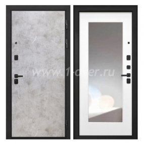 Входная дверь Интекрон Профит мрамор светлый, ФЛЗ120М белая матовая, зеркало - светлые входные двери  с установкой