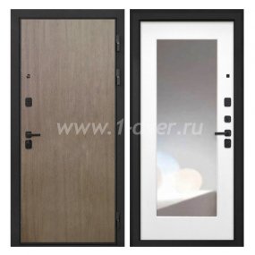 Входная дверь Интекрон Профит шпон венге коричневый, ФЛЗ120М белая матовая, зеркало - входные двери в коттедж с установкой