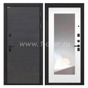 Входная дверь Интекрон Профит эковенге поперечный, ФЛЗ120М белая матовая, зеркало - наружные металлические утепленные двери с установкой