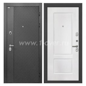 Входная дверь Интекрон Олимпия лофт черный, КВ-2 белая матовая - узкие входные двери с установкой