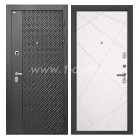 Входная дверь Интекрон Олимпия лофт черный, Лучи-М милк - черные металлические двери  с установкой