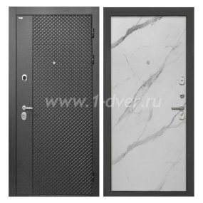 Входная дверь Интекрон Олимпия лофт черный, мрамор арктик - теплые входные двери с установкой