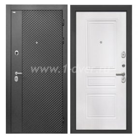 Входная дверь Интекрон Олимпия лофт черный, ФЛ-243-м белая матовая - черные металлические двери  с установкой