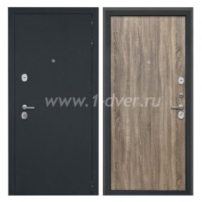 Входная дверь Интекрон Греция черный шелк, дуб турин - черные металлические двери  с установкой