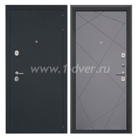 Входная дверь Интекрон Греция черный шелк, Лучи-М графит - черные металлические двери  с установкой