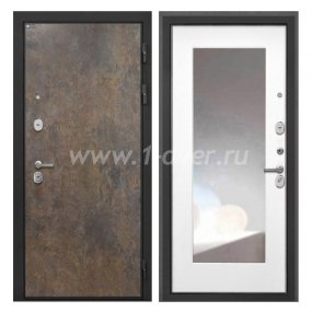 Входная дверь Интекрон Сицилия Remix гранж, ФЛЗ120М белая матовая, зеркало - входные двери внутреннего открывания с установкой