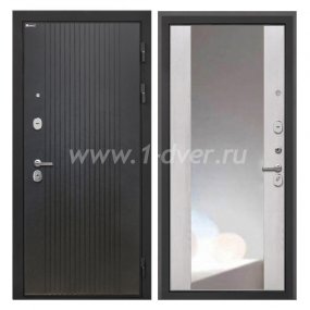 Входная дверь Интекрон Сицилия Remix лофт черный, ФЛЗ-516 сосна белая, зеркало - трехконтурные двери с установкой