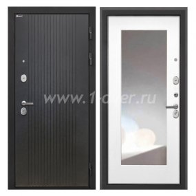 Входная дверь Интекрон Сицилия Remix лофт черный, ФЛЗ120М белая матовая, зеркало с установкой
